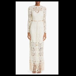 ZIMMERMANN Cira fringed crochet-knit midi dress